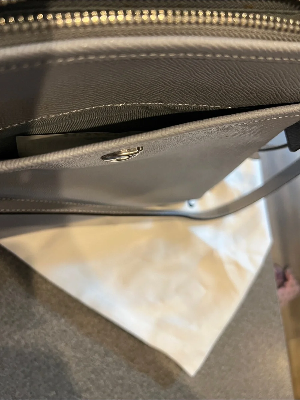 NWT Coach Pebbled Crossbody Bag in Light Gray with Silver Hardware